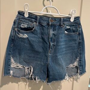 American Eagle Blue Jean Shorts Distressed High-Waisted